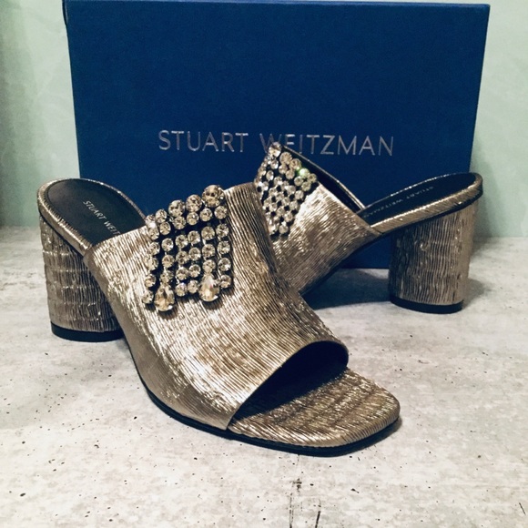 Stuart Weitzman Theone Pleated Lurex Heels 7 - Picture 5 of 8